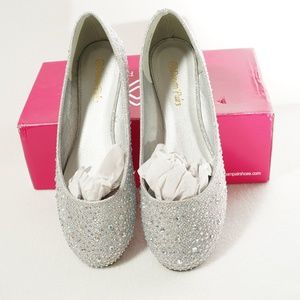 Silver Glitter Flats: Size 9.5